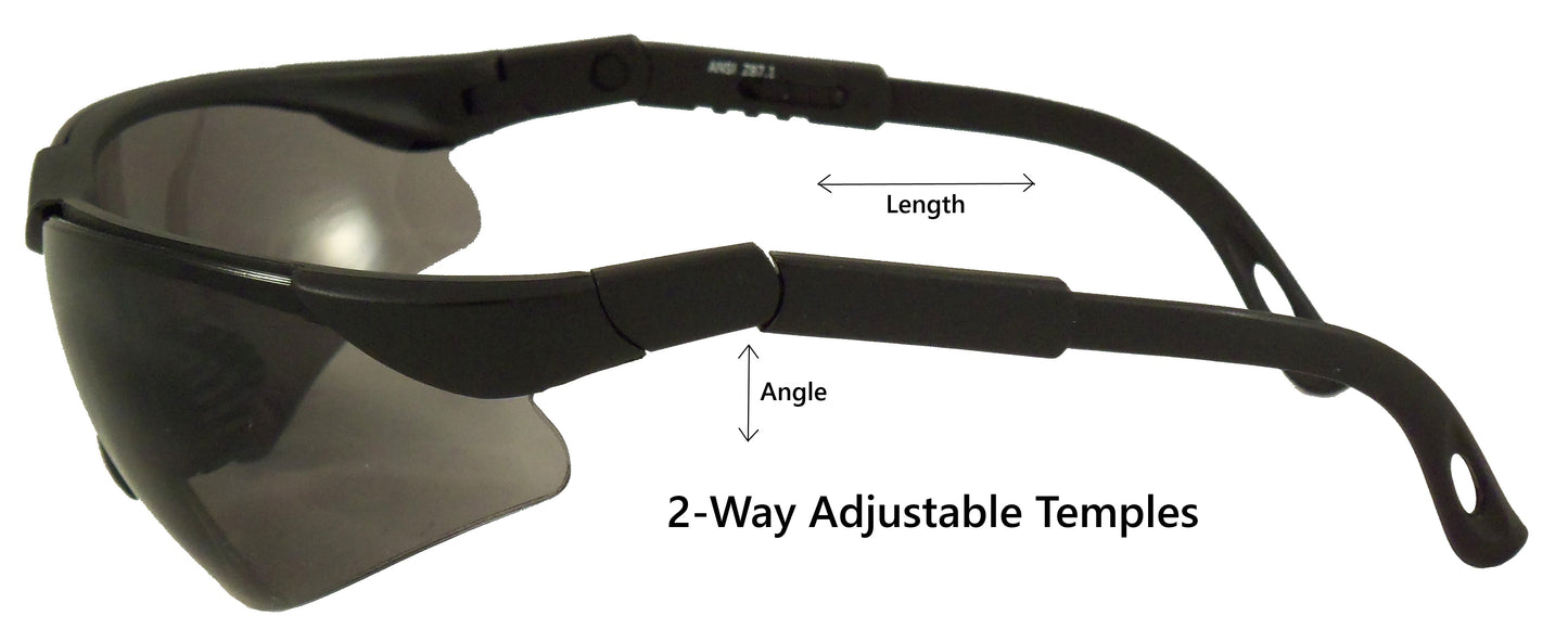 Bifocal Safety Glasses with Adjustable Temples - Bifocal Sunglasses - Safety Sunglasses - ANSI Z87.1 - UV400