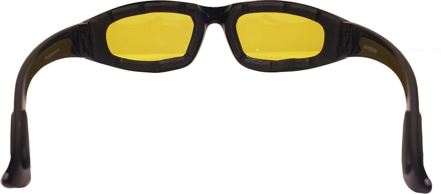 Night Driving Motorcycle Glasses - Padded Frame with HD Yellow Lens
