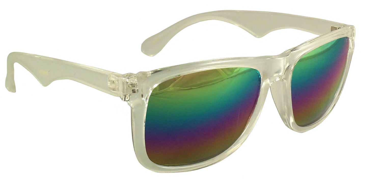 Rainbow Reflective Sunglasses - Mirrored Gradient Lens - Retro Style, UV400 - Ideal Eyewear