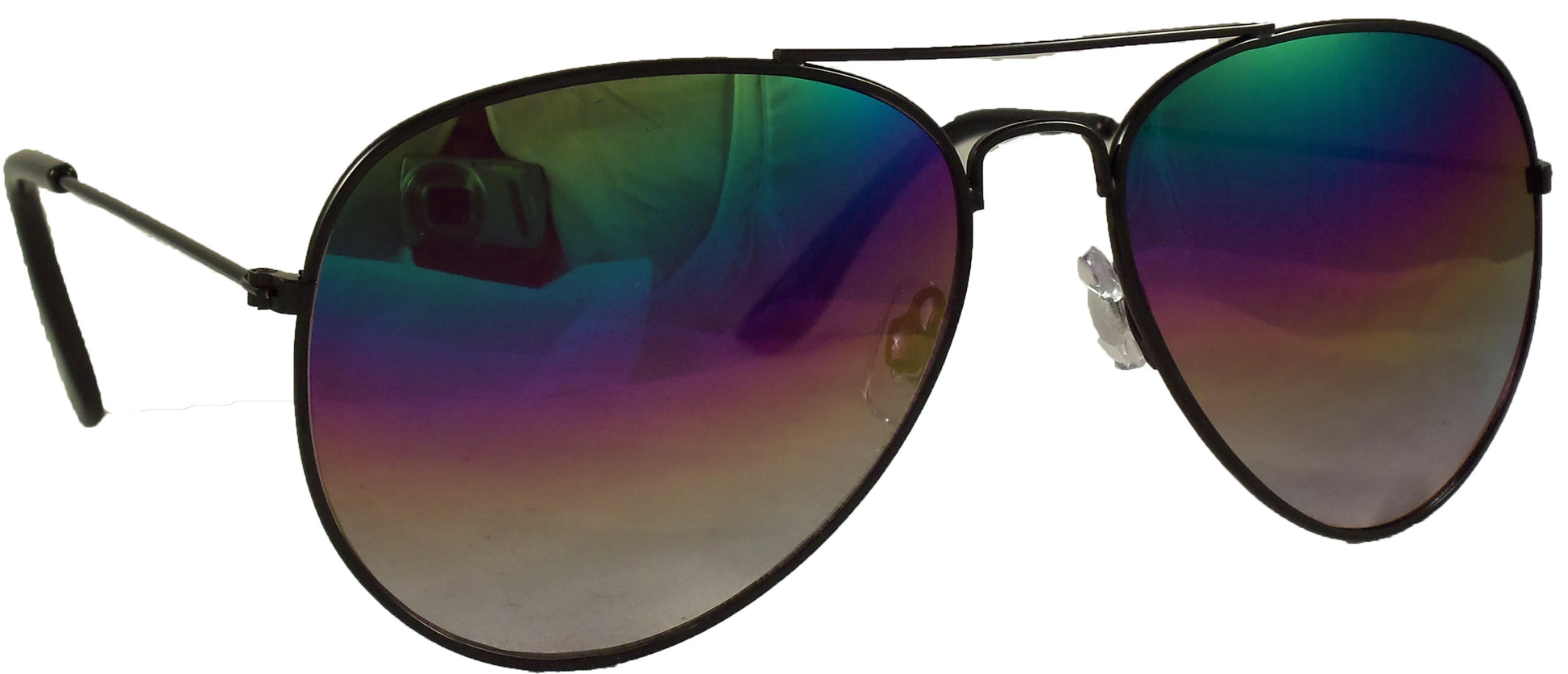 Rainbow Reflective Aviator Sunglasses - Mirrored Gradient Lens - Retro Style - UV400 - Ideal Eyewear