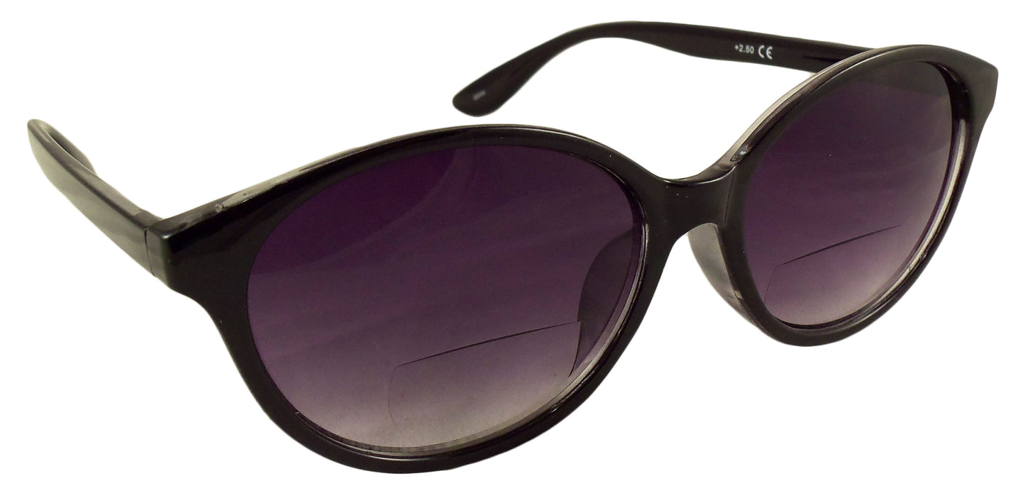 Womens Bifocal Sunglasses - Low Profile Sun Readers - Antiglare Reading Glasses - Gradient UV400 Lens - Cat Eye - Ideal Eyewear