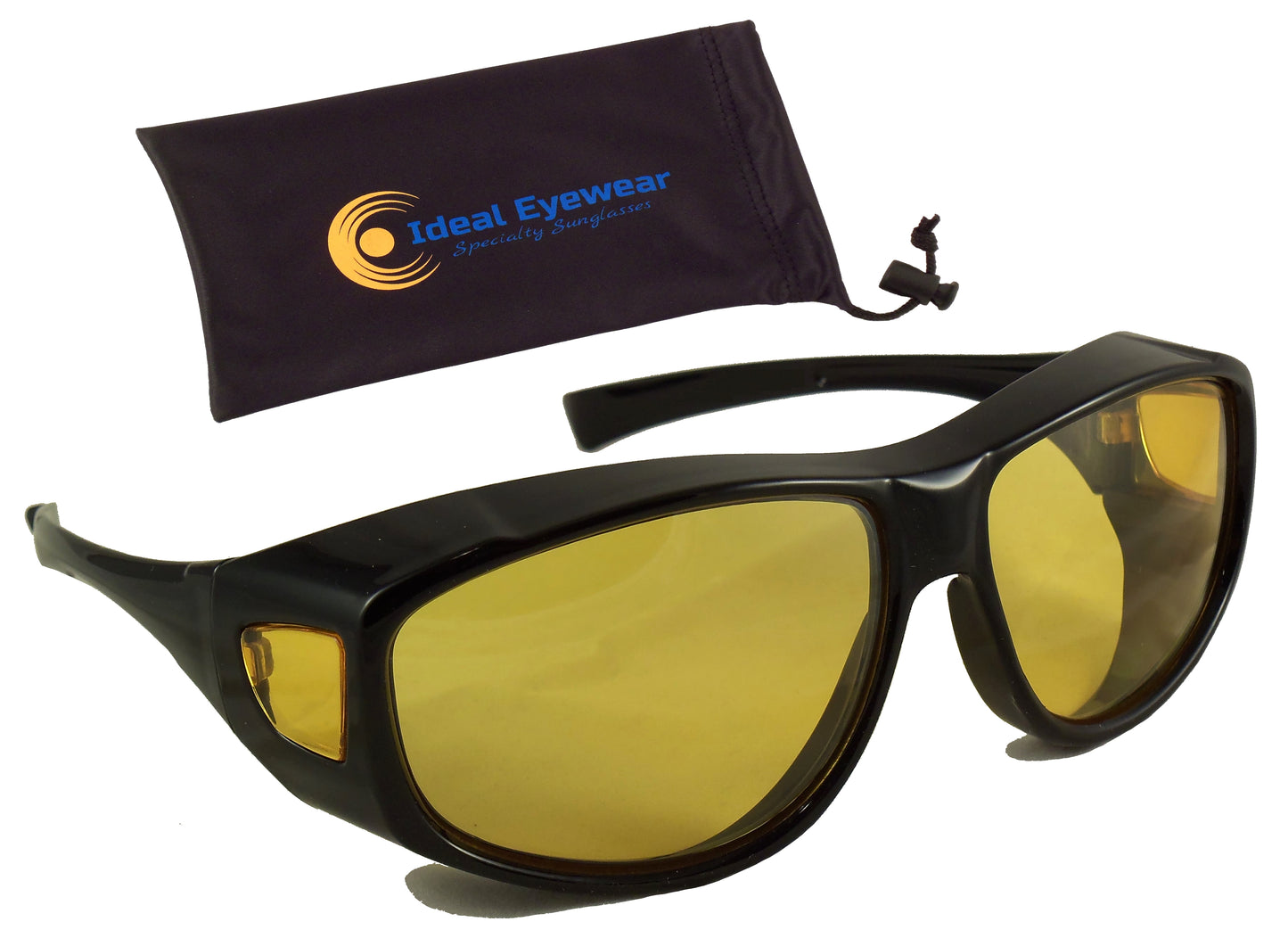 Night Driving Fit Over Sunglasses with Yellow Lenses - Wear Over Prescription Glasses for Men or Women - Ideal Eyewear