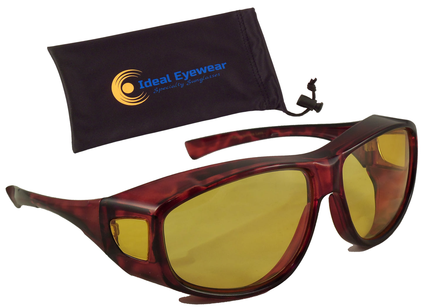 Night Driving Fit Over Sunglasses with Yellow Lenses - Wear Over Prescription Glasses for Men or Women - Ideal Eyewear