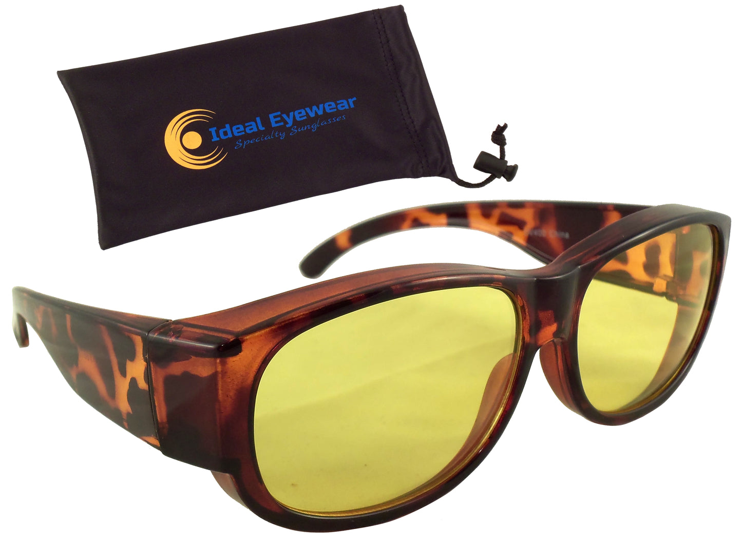 Night Driving Fit Over Sunglasses with Yellow Lenses - Wear Over Prescription Glasses for Men or Women - Ideal Eyewear