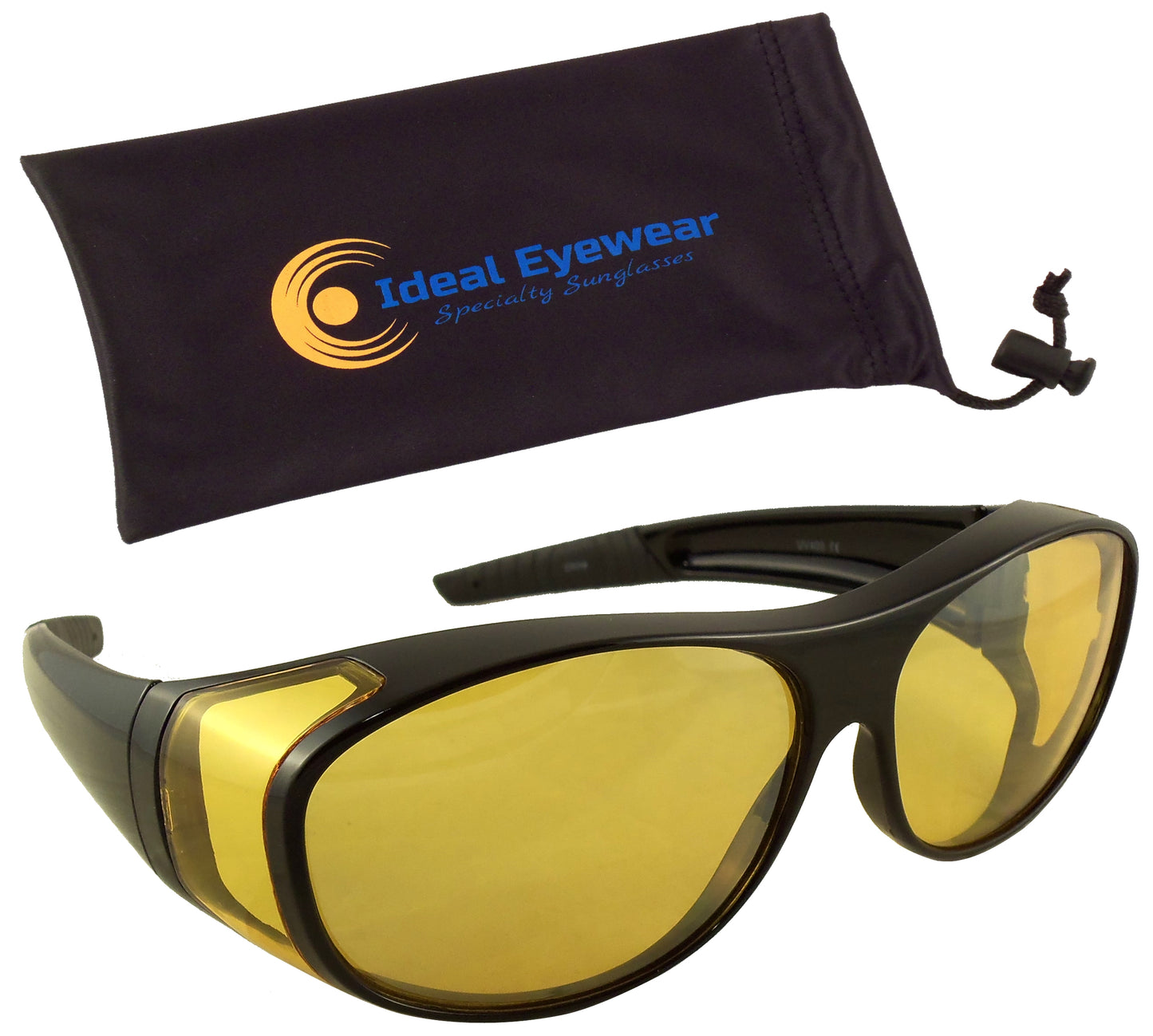 Night Driving Fit Over Sunglasses with Yellow Lenses - Wear Over Prescription Glasses for Men or Women - Ideal Eyewear