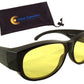 Night Driving Fit Over Sunglasses with Yellow Lenses - Wear Over Prescription Glasses for Men or Women - Ideal Eyewear
