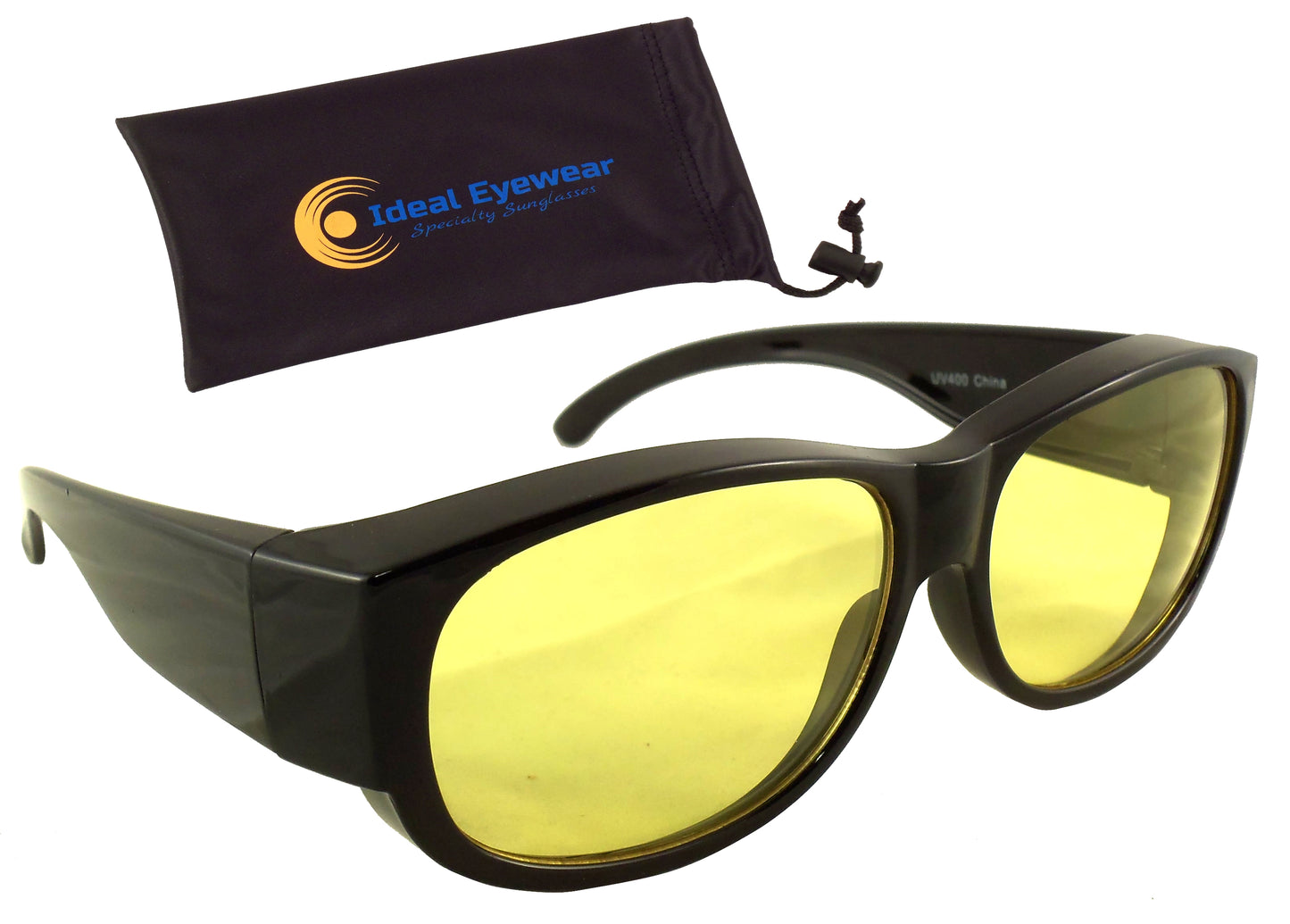 Night Driving Fit Over Sunglasses with Yellow Lenses - Wear Over Prescription Glasses for Men or Women - Ideal Eyewear