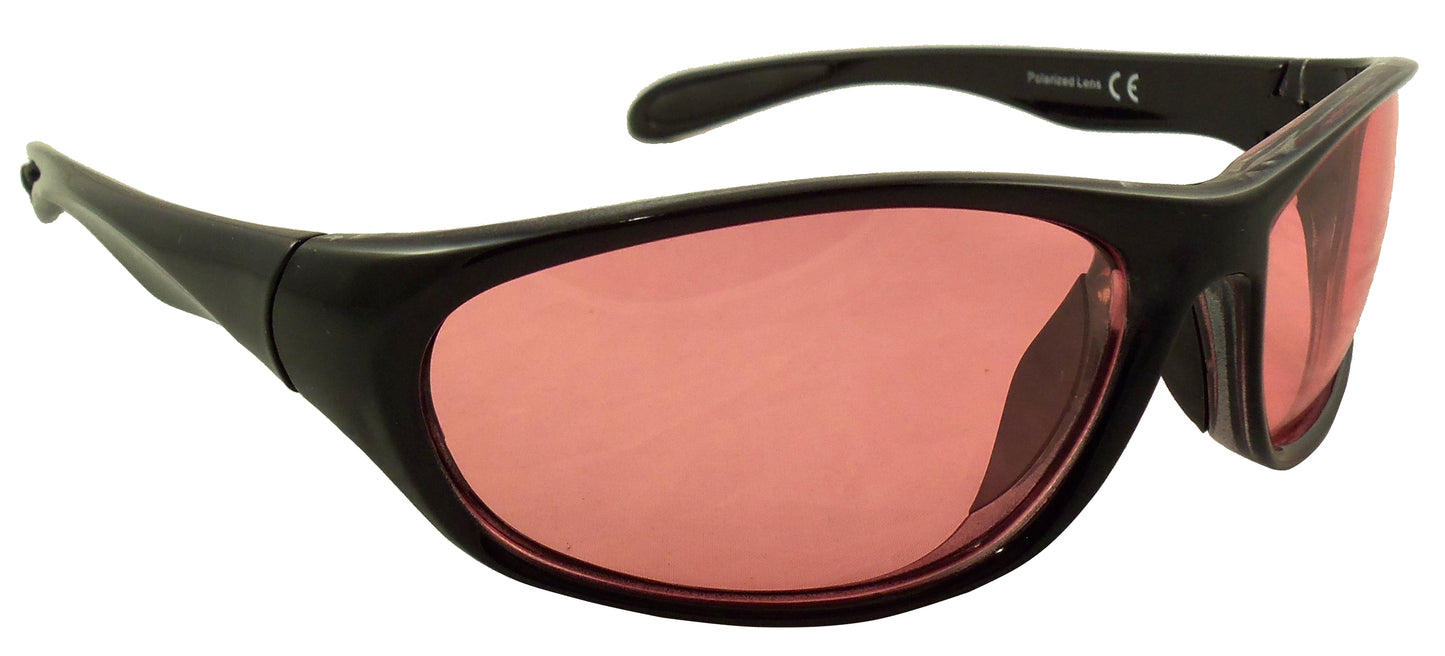 Color Lens Polarized Sunglasses - Ultra Light Sports Wrap Sunglasses - No Slip Rubberized Nose and Temple - Ideal Eyewear