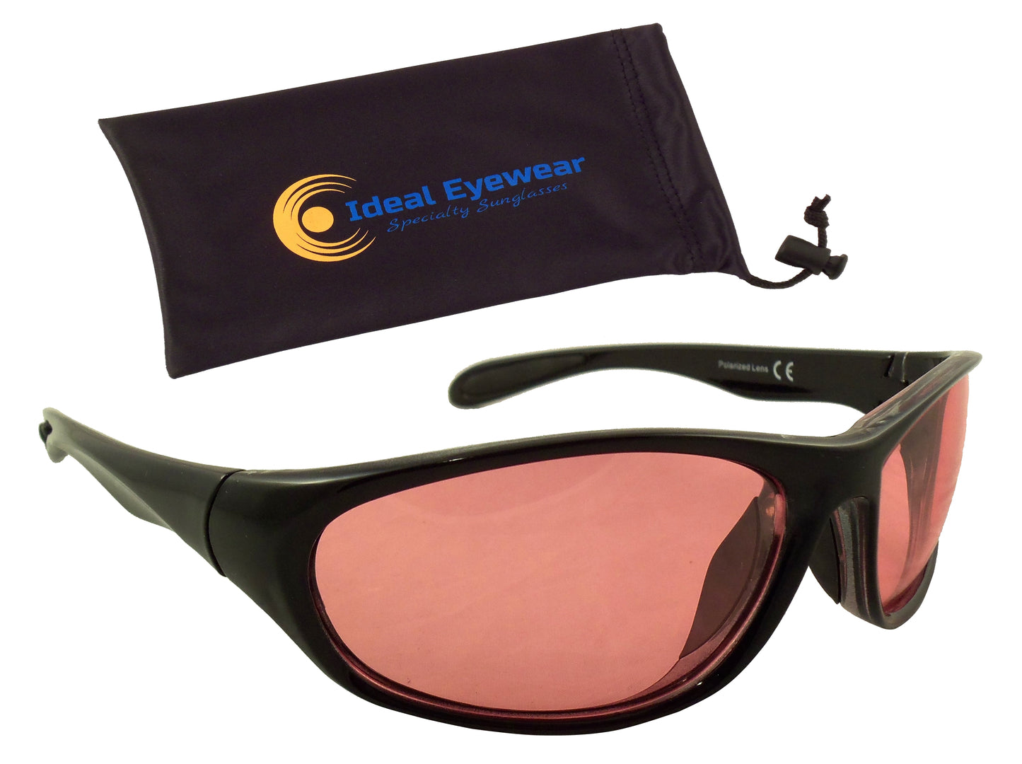 Color Lens Polarized Sunglasses - Ultra Light Sports Wrap Sunglasses - No Slip Rubberized Nose and Temple - Ideal Eyewear