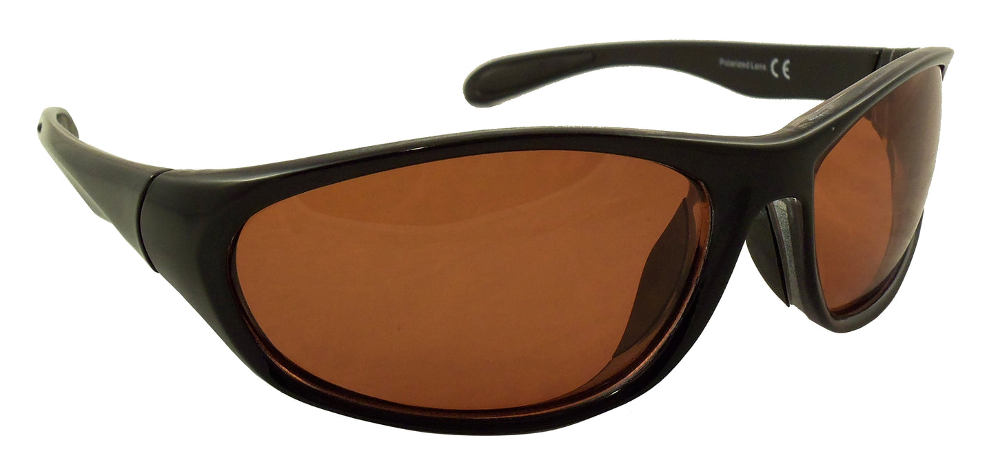 Color Lens Polarized Sunglasses - Ultra Light Sports Wrap Sunglasses - No Slip Rubberized Nose and Temple - Ideal Eyewear