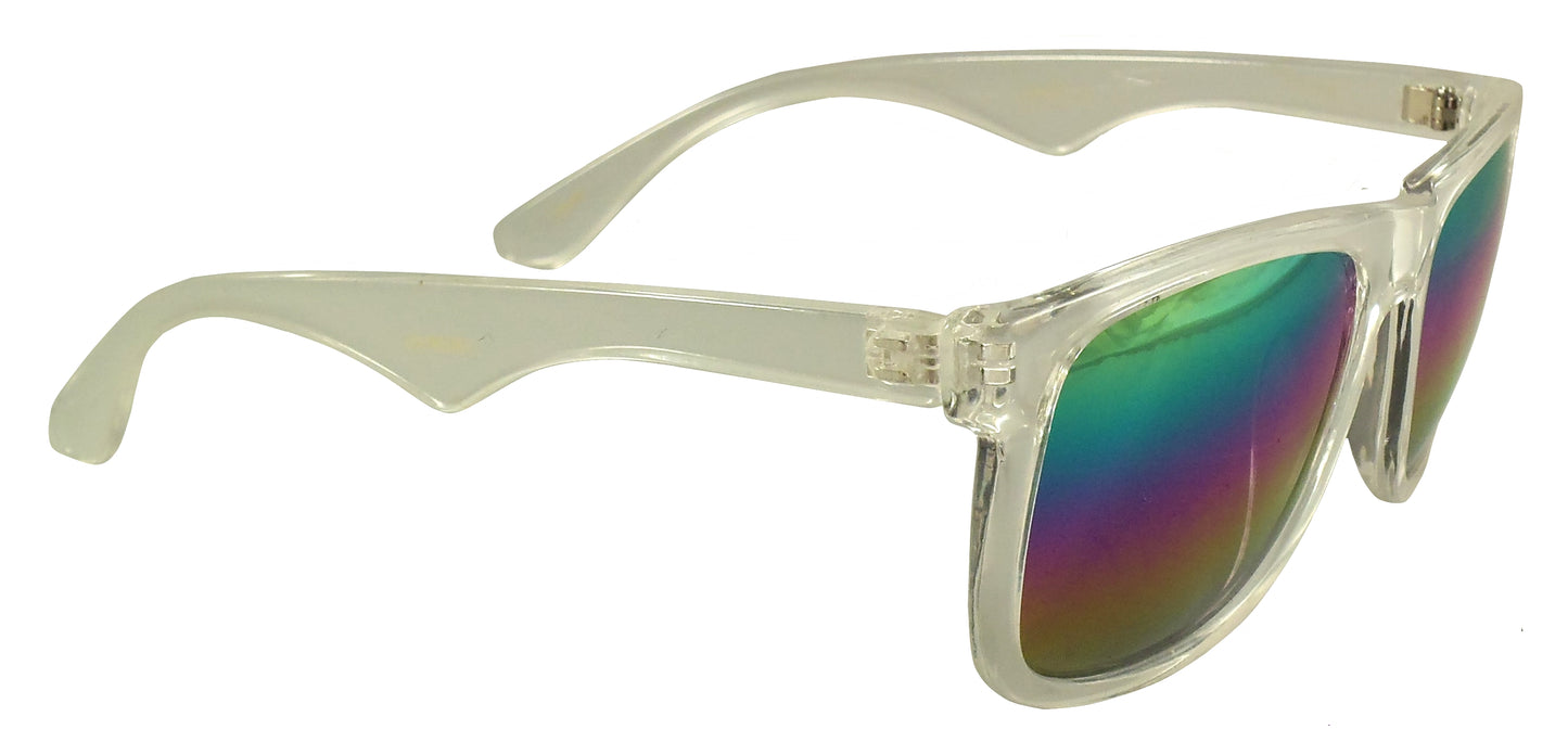 Rainbow Reflective Sunglasses - Mirrored Gradient Lens - Retro Style, UV400 - Ideal Eyewear