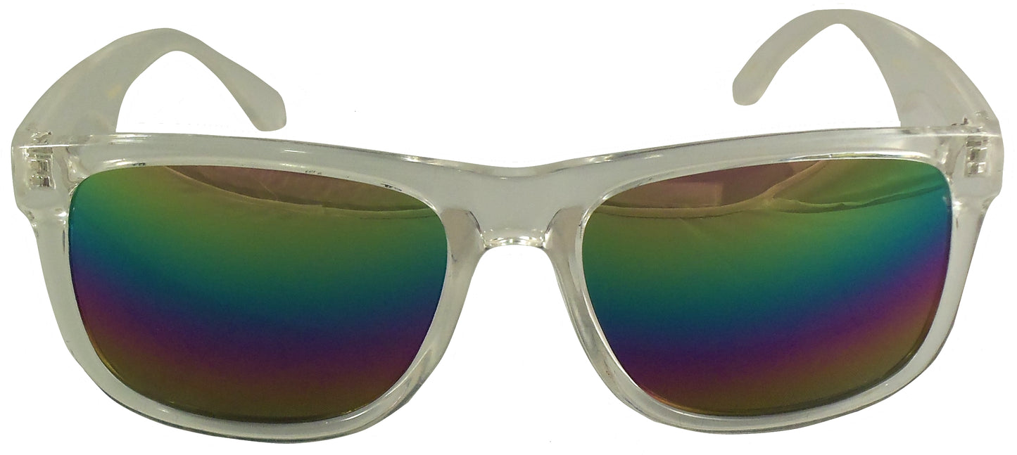 Rainbow Reflective Sunglasses - Mirrored Gradient Lens - Retro Style, UV400 - Ideal Eyewear