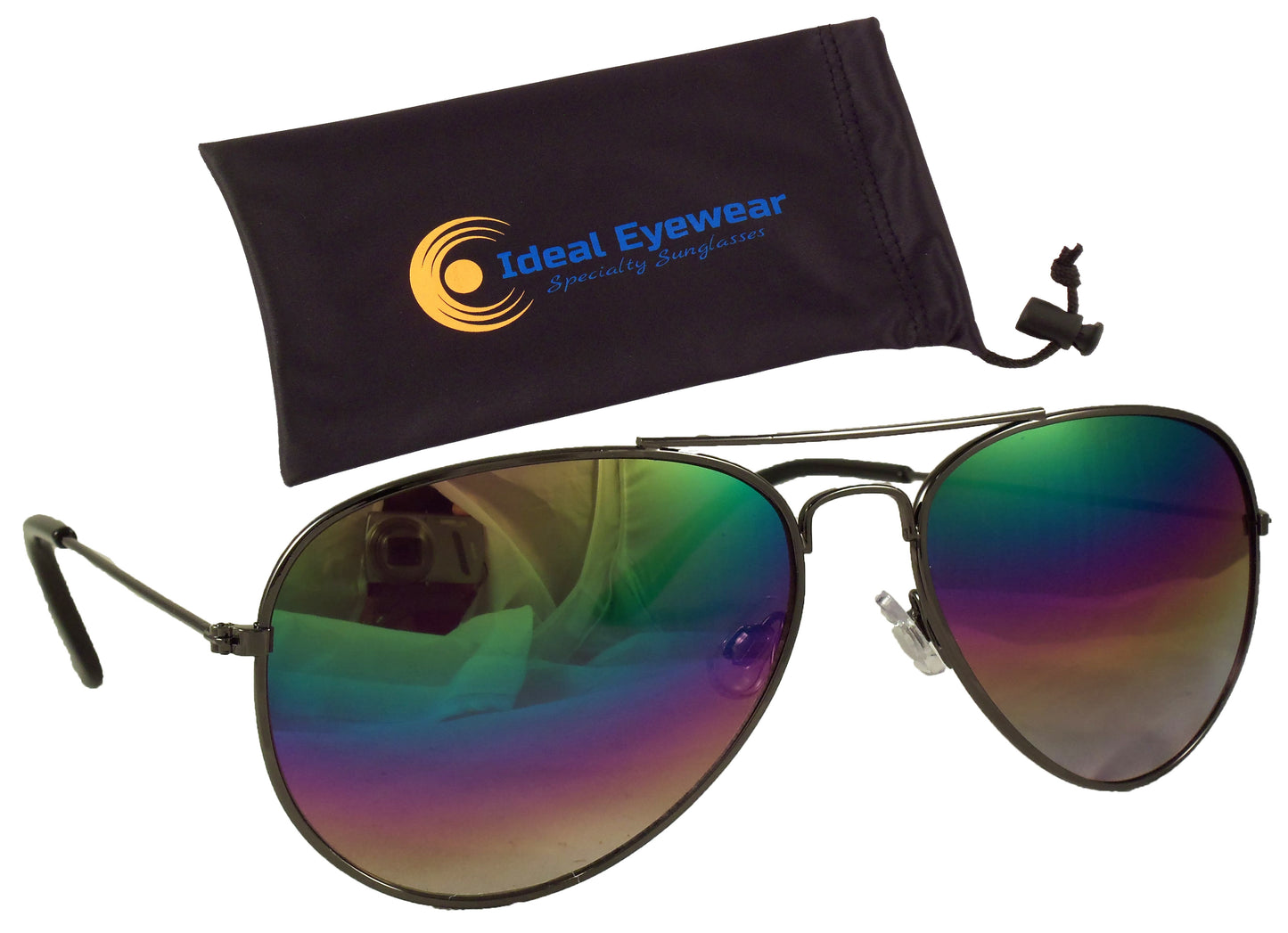 Rainbow Reflective Aviator Sunglasses - Mirrored Gradient Lens - Retro Style - UV400 - Ideal Eyewear