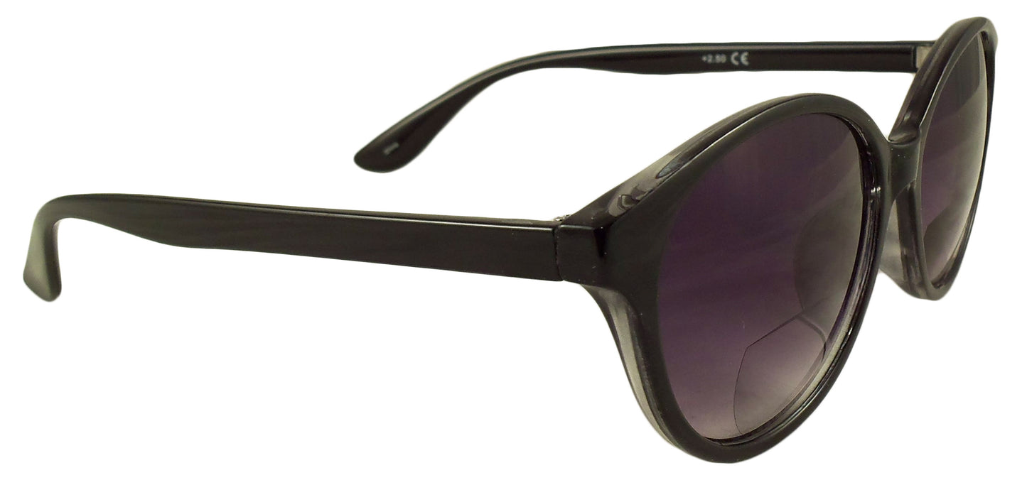 Womens Bifocal Sunglasses - Low Profile Sun Readers - Antiglare Reading Glasses - Gradient UV400 Lens - Cat Eye - Ideal Eyewear