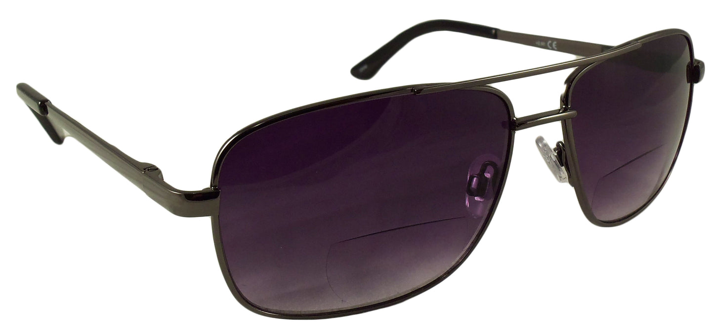 Mens Bifocal Sunglasses - Low Profile Sun Readers - Antiglare Reading Glasses - Gradient UV400 Lens - Ideal Eyewear