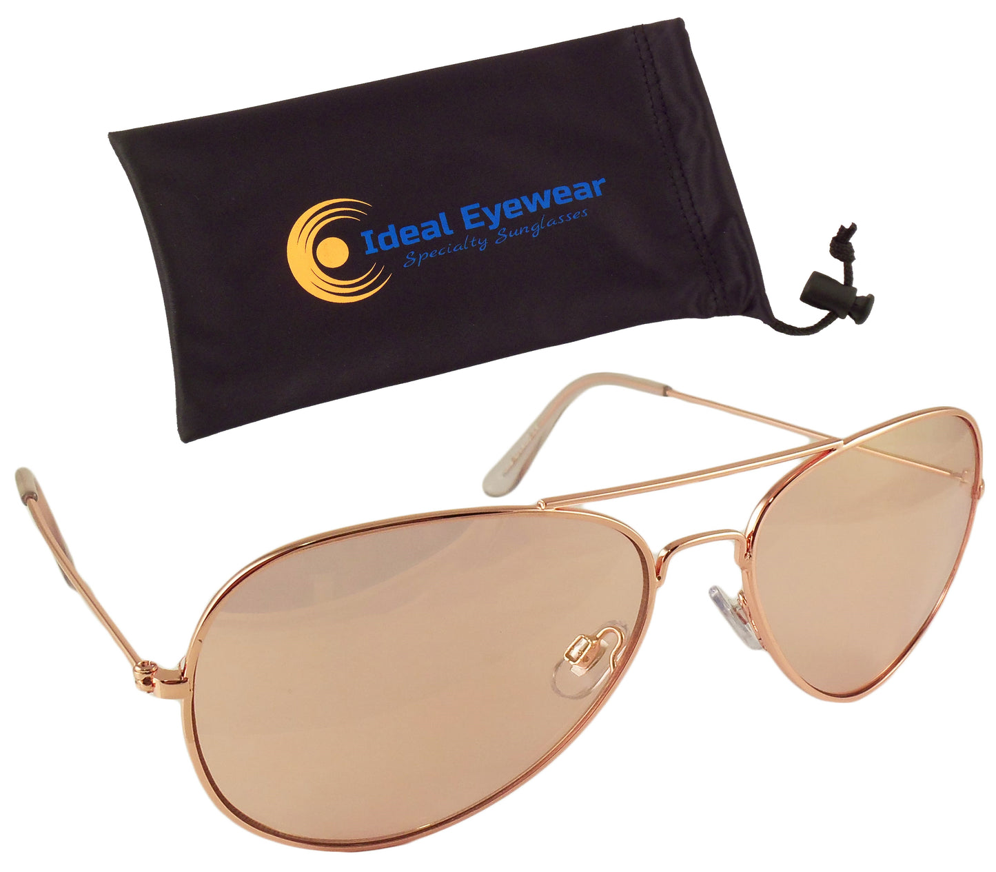 Rose Gold Aviator Sunglasses - Pink Tinted Lens - Metal Frame Retro Style - UV400 Protection - Ideal Eyewear