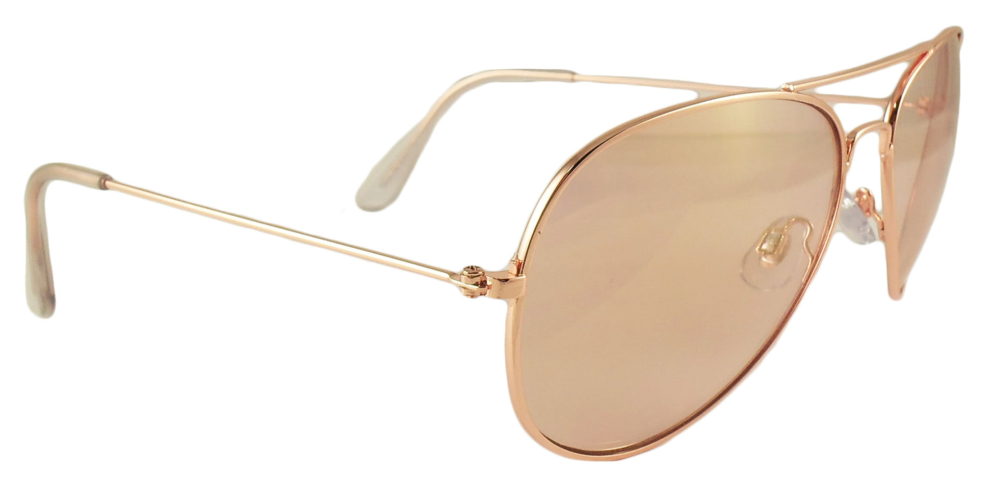 Rose Gold Aviator Sunglasses - Pink Tinted Lens - Metal Frame Retro Style - UV400 Protection - Ideal Eyewear