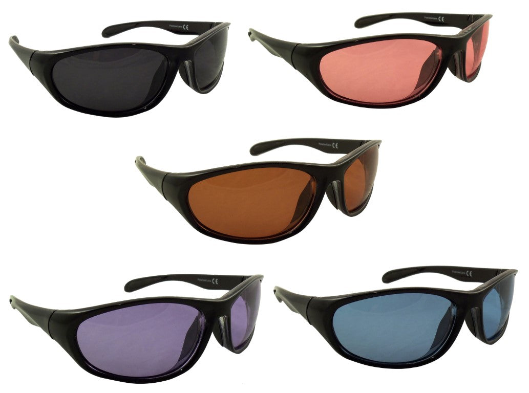 Color Lens Polarized Sunglasses - Ultra Light Sports Wrap Sunglasses - No Slip Rubberized Nose and Temple - Ideal Eyewear